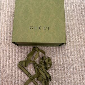 Gucci Olive Green Box with Ribbon